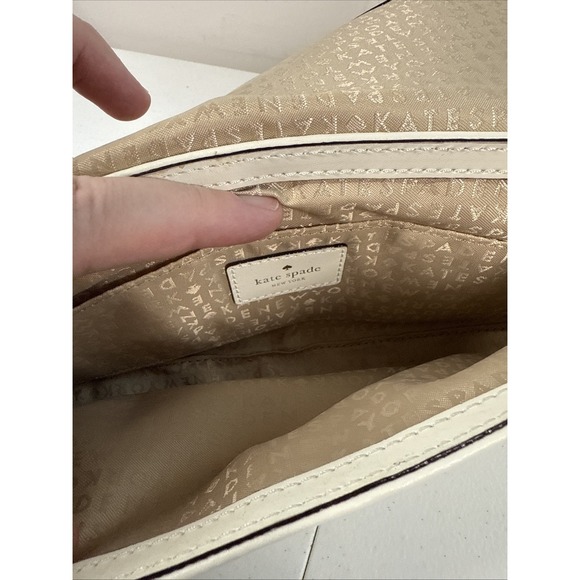 KATE SPADE Montford Park Straw Keira Bow Clutch Purse Cream Natural Leather Bag - Picture 8 of 11